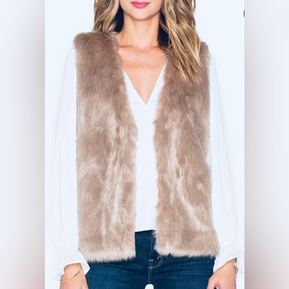 Joie Nimoy Faux Fur Vest in Mushroom